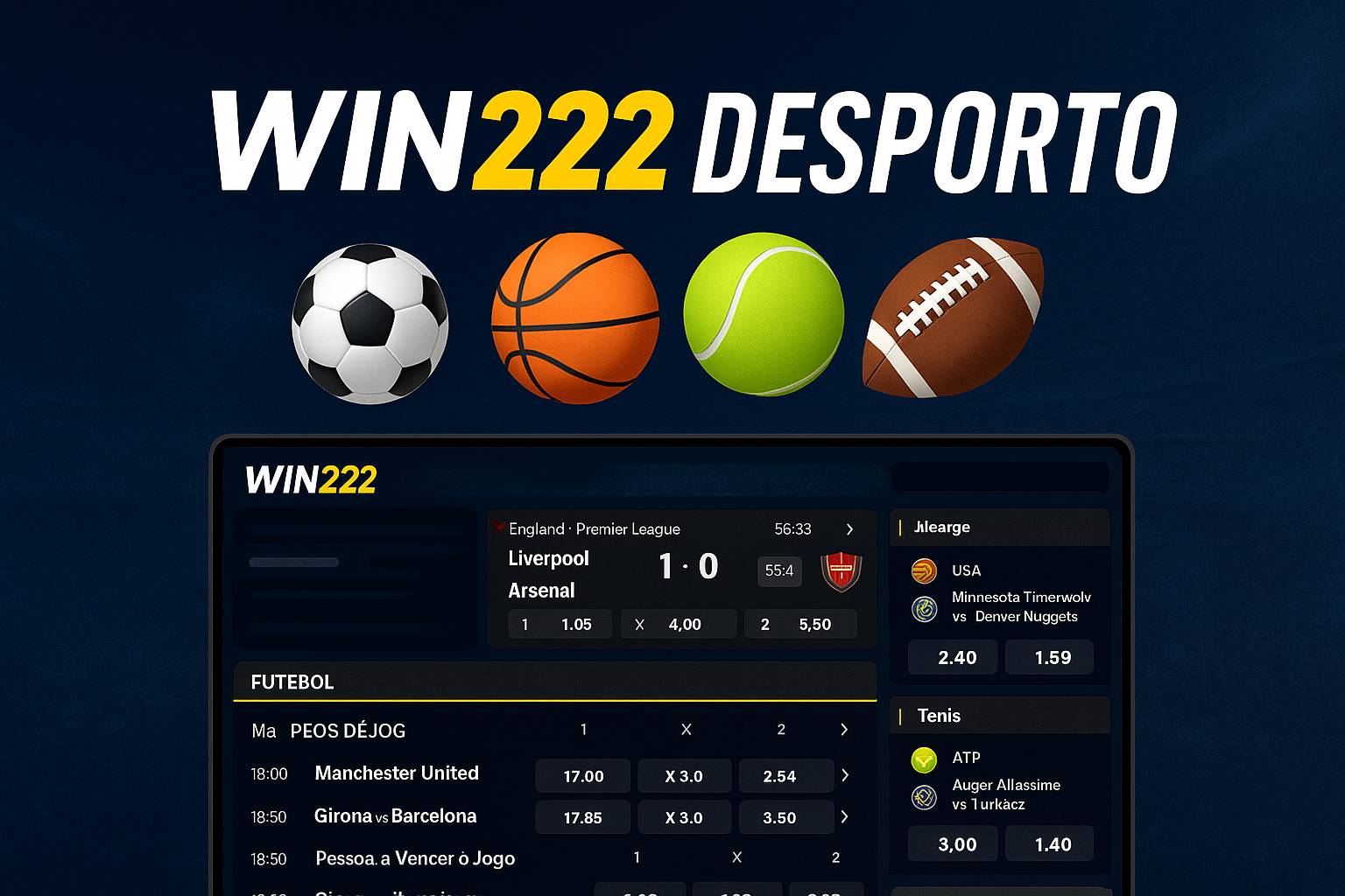 Aposte em apostas esportivas no cassino online Win222